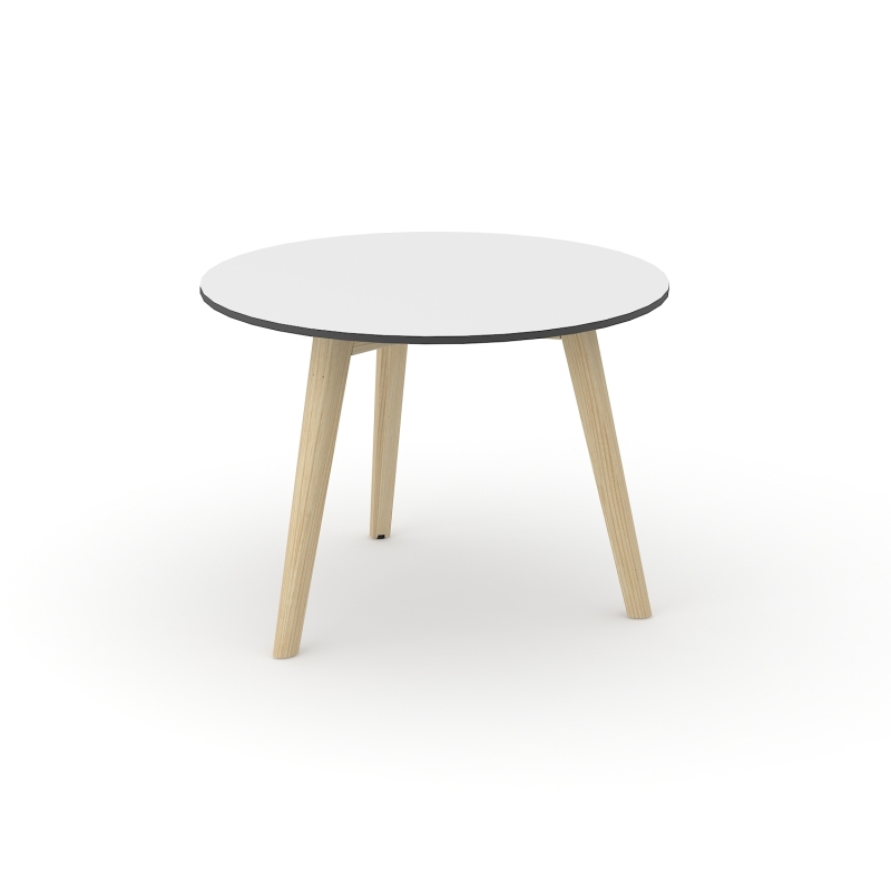 Rundt loungebord / sofabord i hvit