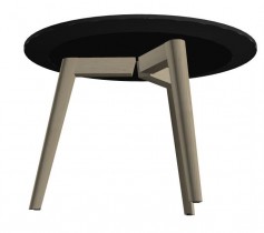 Rundt loungebord / sofabord i hvit HPL med sort kant / ben i heltre ask fra Narbutas, Ø=70cm, høyde 48cm, NY / UBRUKT