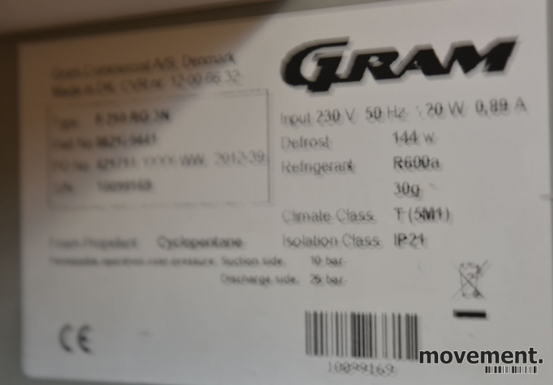 Solgt!Gram fryseskap for plassering under - 3 / 3