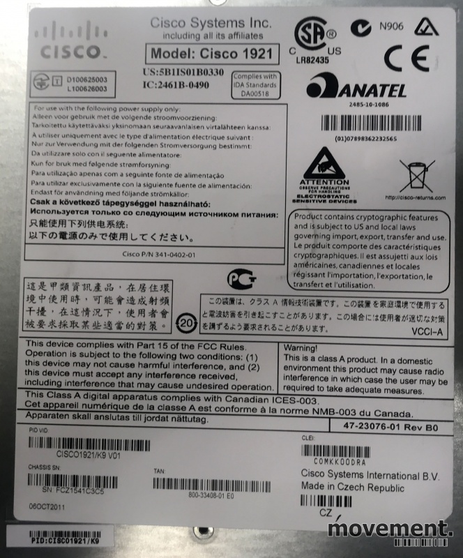 Solgt!Cisco 1921 Router CISCO1921/K9 V01, - 3 / 3