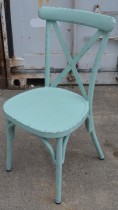 Kafestol / stol for uteservering i aluminium, turkis, vintage-look, pent brukt
