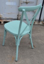 Kafestol / stol for uteservering i aluminium, turkis, vintage-look, pent brukt
