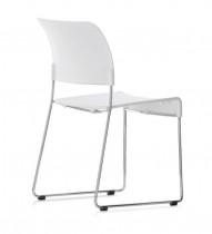 Stablebar konferansestol fra Vitra i hvitt/krom, modell SIM, design: Jasper Morrison, pent brukt