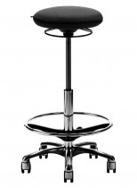Arbeidsstol/behandlerstol fra Savo, modell JOI, ekstra høy sittehøyde (61-86cm), sort stoff, pent brukt