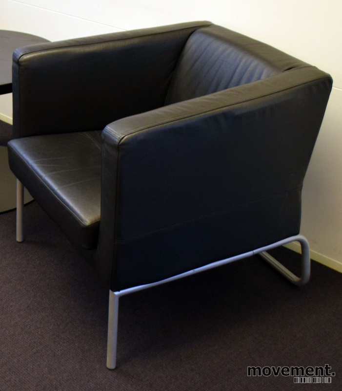 Solgt!Loungestol i sort skinn / grått