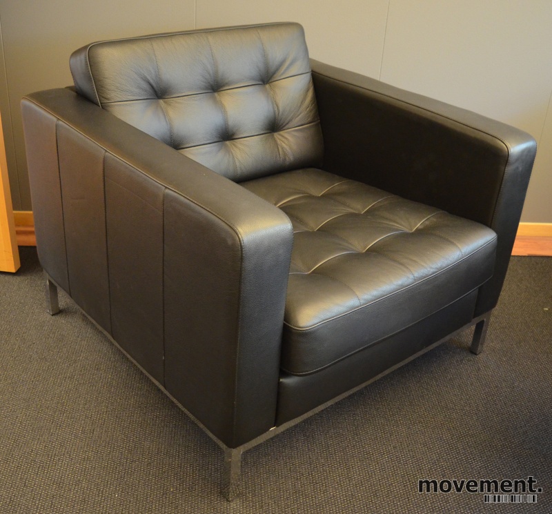 Solgt!Skinnsofa/lenestol, 1seter, - 1 / 3