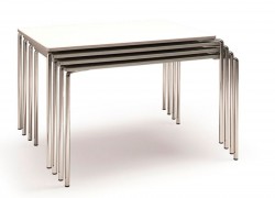 Lekkert kantinebord / arbeidsbord fra ForaForm, modell CLIP, 120x80cm, hvit plate, krom ben, pent brukt