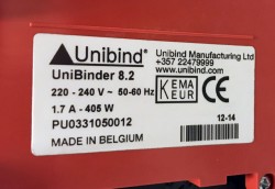 Unibind elektrisk innbindingsmaskin, modell Unibinder 8.2, pent brukt