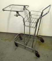 Vasketralle / vaskevogn / bøttetralle i forkrommet metall, pent brukt