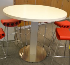 Barbord / ståbord i hvitt / aluminium fra ForaForm, Ø=120cm, høyde 106cm, pent brukt