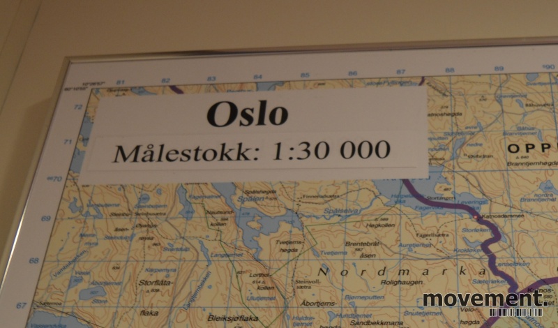 Innrammet Kart Over Oslo Kommune 120x160cm 1 30000 Pent Brukt