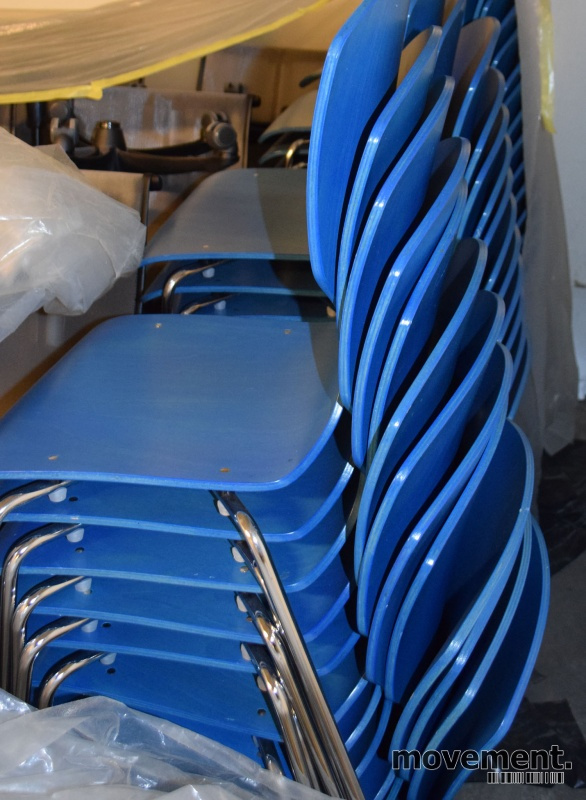 Solgt!Stablestoler i blått / krom, 45cm - 3 / 3