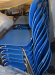 Solgt!Stablestoler i blått / krom, 45cm - 3 / 3