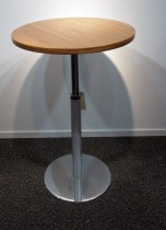 Lite møtebord i valnøtt / krom fra Inno, Ø=60cm, understell med lift (65-96cm), pent brukt