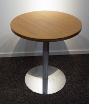 Lite møtebord i valnøtt / krom fra Inno, Ø=60cm, understell med lift (65-96cm), pent brukt