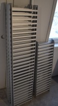 Kjøleromshyller i aluminium 179cm høyde, 40cm dybde, Alminor, 7 gavler og 20 hyller, pent brukt