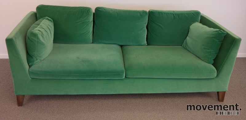 Solgt!3-seter sofa i grønn velour fra - 2 / 4