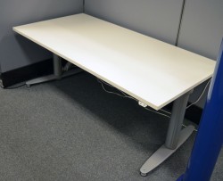 Kinnarps T-serie elektrisk hevsenk skrivebord 160x80cm i hvitt, pent brukt understell / ny plate