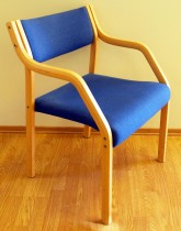 Stablestol: Sven Ivar Dysthe - Laminette møteromsstol i bøk / blått, norsk designklassiker, pent brukt