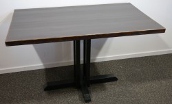 Kafebord med bordplate i brunt / understell i sortlakkert metall, 120x70cm bordplate, 76cm høyde, pent brukt