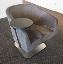 Loungstol / lenestol for stillerom e.l. i mørk grå mikrofiber, med bord, pent brukt