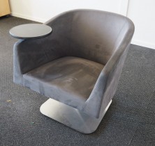 Loungstol / lenestol for stillerom e.l. i mørk grå mikrofiber, med bord, pent brukt