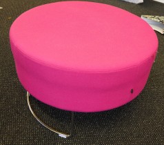 VAD Pivot rund puff / puffmodul i rosa stoff, Ø=68cm, pent brukt
