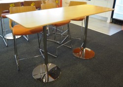 Barbord / ståbord i eik / krom fra Skandiform, modell Slitz, 165x65cm, høyde 91cm, pent brukt