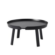 Loungebord i sort eikefiner fra Muuto, Around coffee table large, Ø=77cm, pent brukt