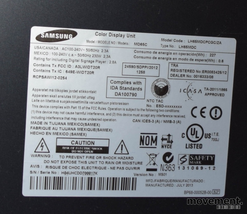 Solgt!Samsung MD65C, 65toms Public - 3 / 7