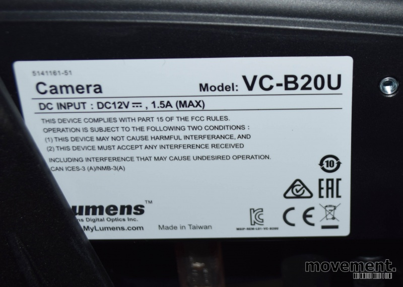 Solgt!Lumens VC-B20U, 1080p-kamera for - 3 / 3