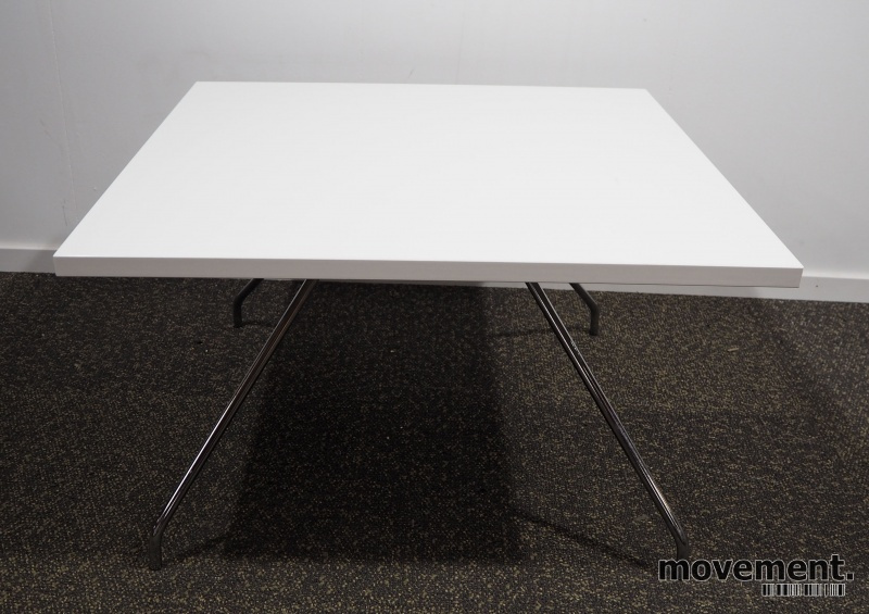 Solgt!Loungebord i hvit / krom, 80x80cm, - 2 / 2