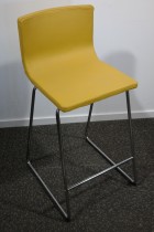 IKEA Bernhard barstol i gult skinn / krom, sittehøtde 67cm, pent brukt