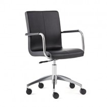 Konferansestol på hjul i sort kunstskinn / krom, Delta fra AJ Produkter, ny B-vare