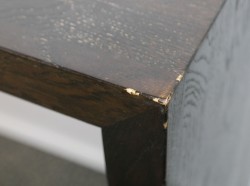 Barbord / ståbord i brunbeiset eik, 160x50cm, høyde 110cm, brukt med noe slitasje