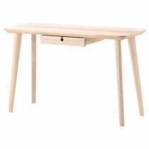 IKEA Lisabo skrivebord med skuff i ask, 118x45cm, pent brukt