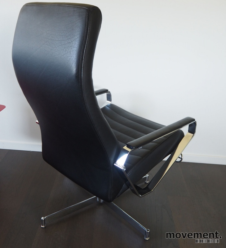 Solgt!Loungestol / lenestol i sort skinn - 2 / 3