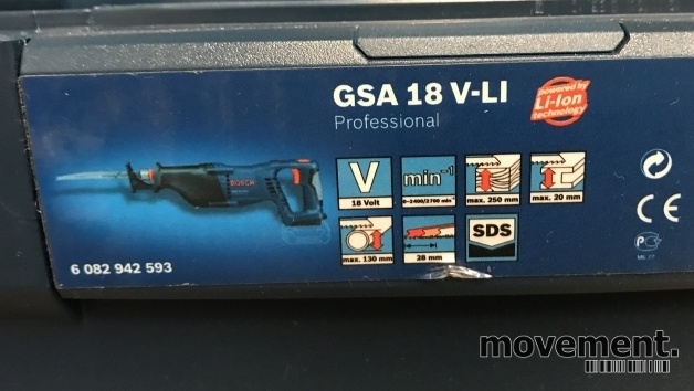 Solgt!Bajonettsag 18V: Bosch GSA18V-LI, - 3 / 4