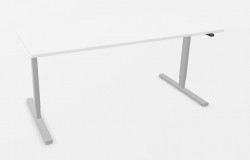 Skrivebord med elektrisk hevsenk i hvitt / grått fra Linak, 180x80cm, NY/UBRUKT