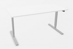 Skrivebord med elektrisk hevsenk i hvitt / grått fra Linak, 160x80cm, NY/UBRUKT