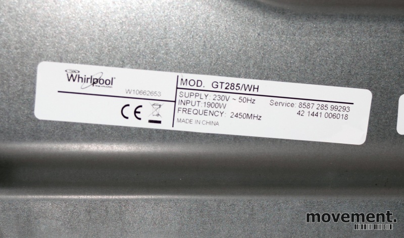 Solgt!Whirlpool mikrobølgeovn i hvitt, - 3 / 3