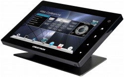 Crestron TSW-750-B-S, kontroller med touch-screen og bordfot i sort, pent brukt