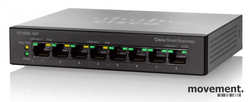 Solgt!Cisco SF100D-08P 8-Port 10/100 - 1 / 2