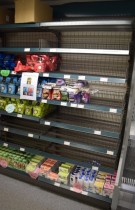 Stålhyller / lagerhyller / butikkhyller, 24 gavler L-fot og 150+ hylleplater, pent brukt