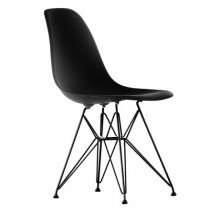 Vitra DSR designstoler i Deep Black (Ny farge) / ben i sortlakkert metall, Design: Charles & Ray Eames, NY SITTEHØYDE, NY