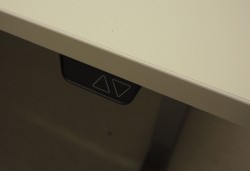 Skrivebord / hjørneløsning med elektrisk hevsenk fra EFG i lys grå, 200x180, venstreløsning, pent brukt