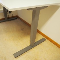 Skrivebord / hjørneløsning med elektrisk hevsenk fra EFG i lys grå, 160x180, venstreløsning, pent brukt