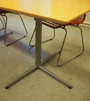 Kantinebord i bjerk / grålakkert metall fra Zeta Furniture, 180x80cm, brukt med noe slitasje på plater