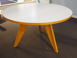 Rundt møtebord / konferansebord / kantinebord i hvitt / eik, Ø=120cm, pent brukt