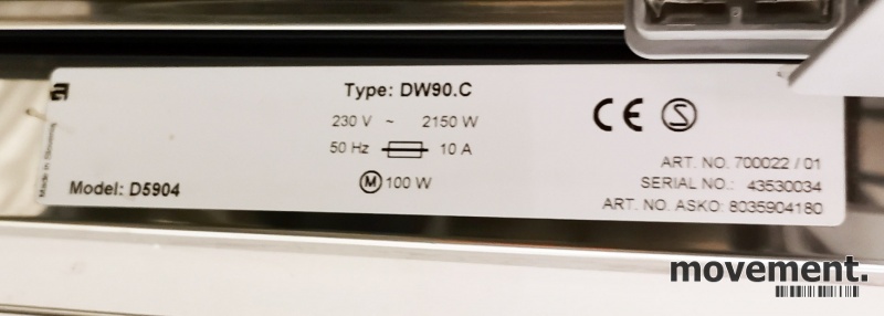 Solgt!Asko oppvaskmaskin, modell DW90.C - 2 / 2
